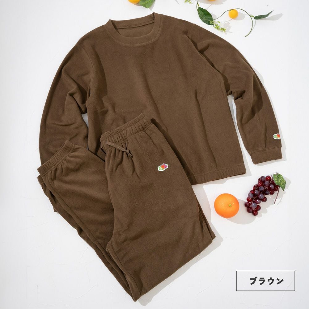 スカーラウェア　ブラウン上下セット Lサイズ ミニフリース ルームウェア クルー 上下セット | Fruit of the Loom