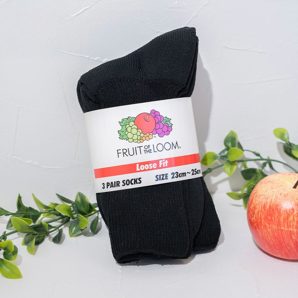 DadSocksクルーソックス3P(黒) 23～25cm | Fruit of the Loom | 公式