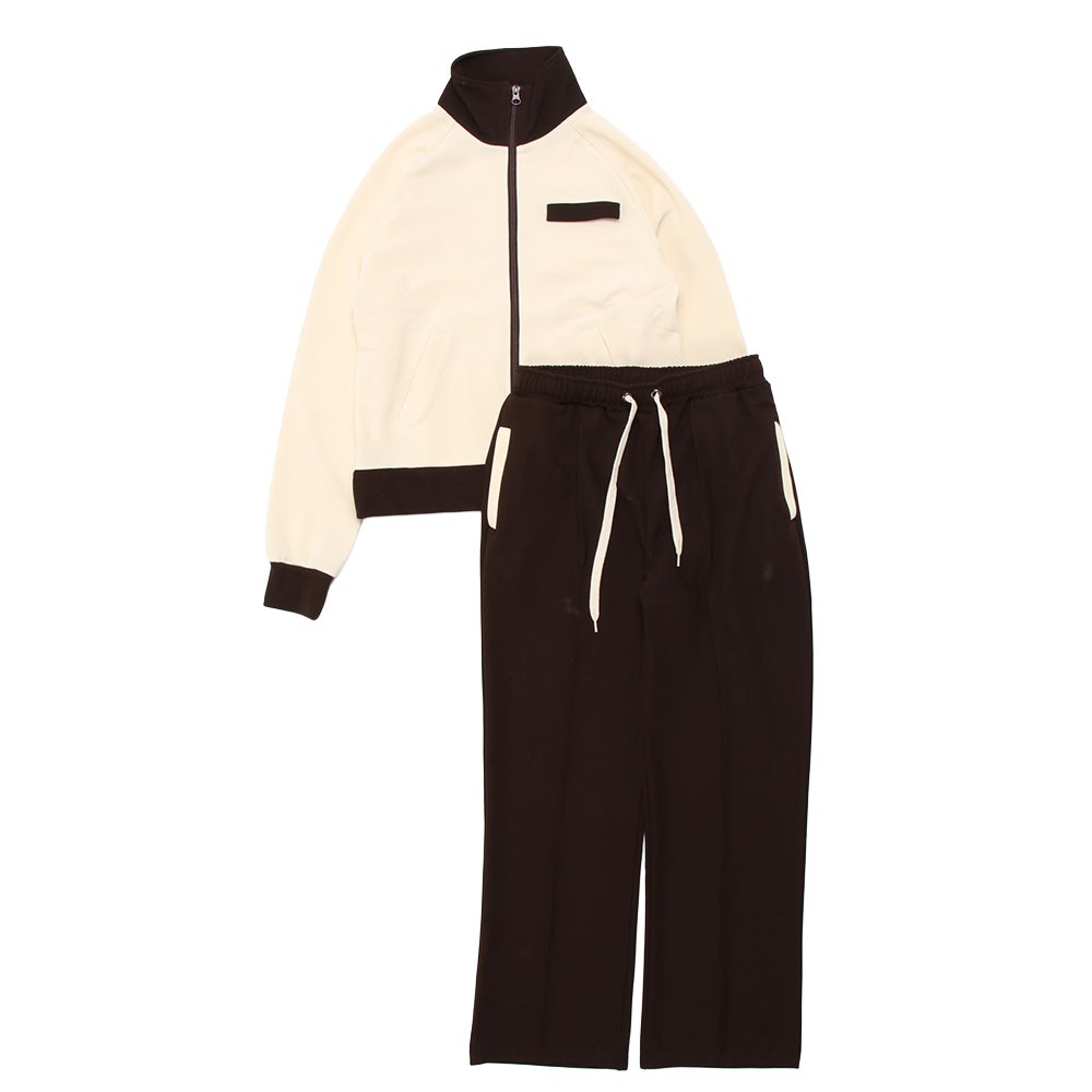 SUAVELE【ナイロンセットアップ】【トラックjk】【トラックpt】khaki MMMM セットアップ ナイロンストレッチセットアップ/トラックトップ