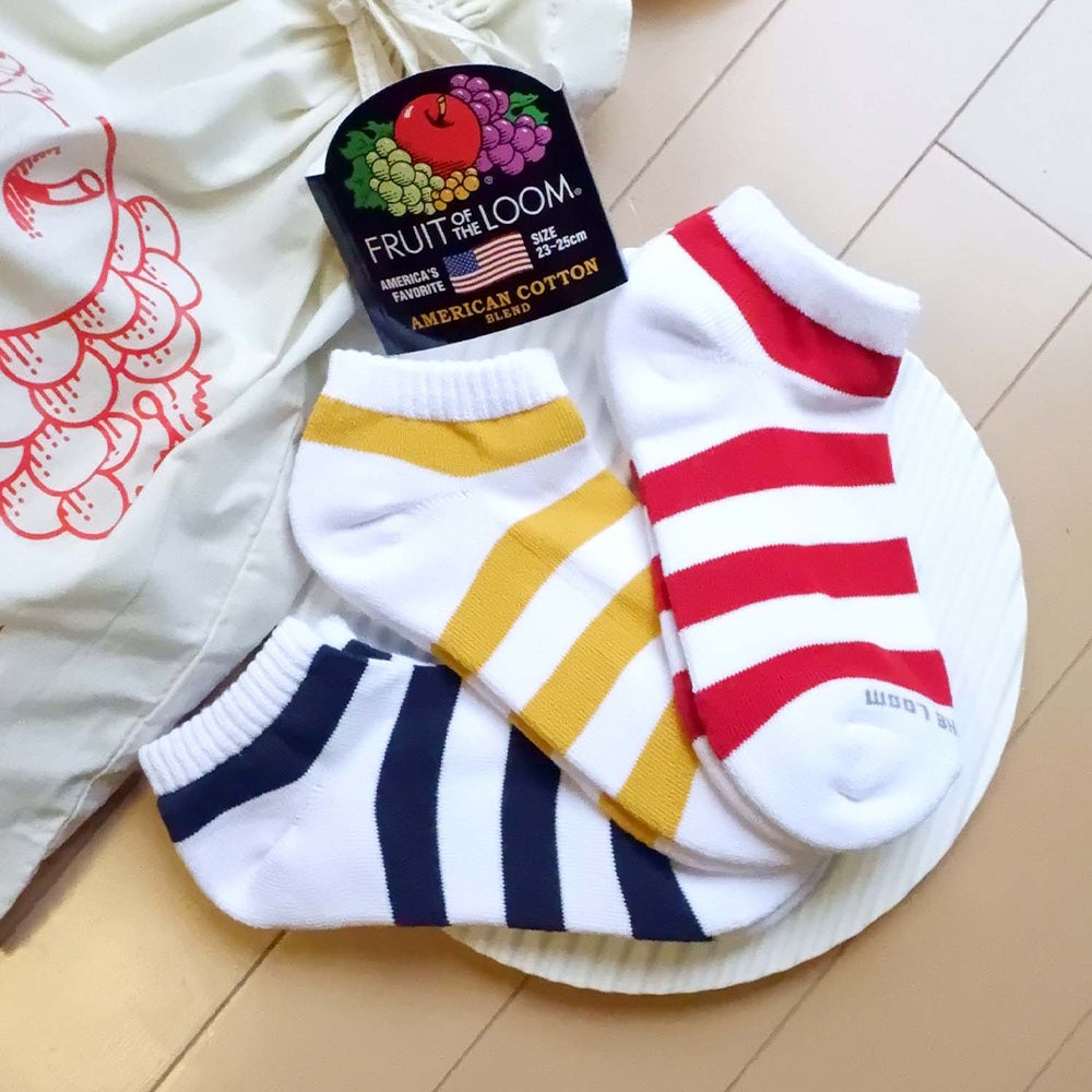 アンクル丈 カラーボーダー 3Pソックス 25～27cm | Fruit of the Loom