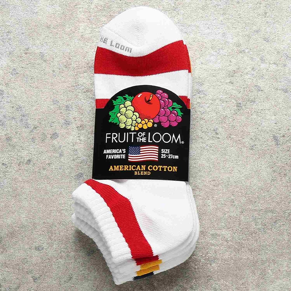 ろろろ 27cm 3足 アンクル丈 カラーボーダー 3Pソックス 25～27cm | Fruit of the Loom