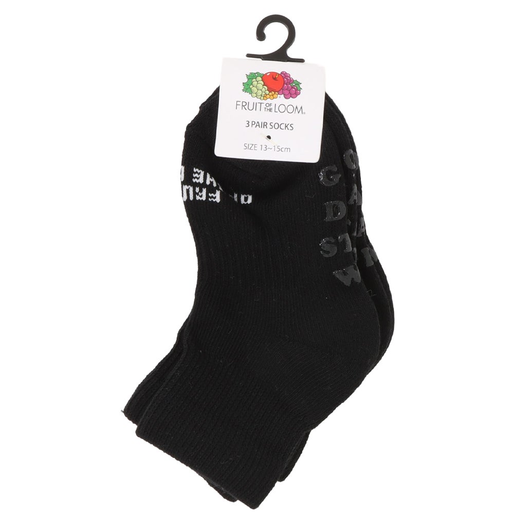 KIDS クォーター丈 無地ソックス 3P 13～15cm | Fruit of the Loom