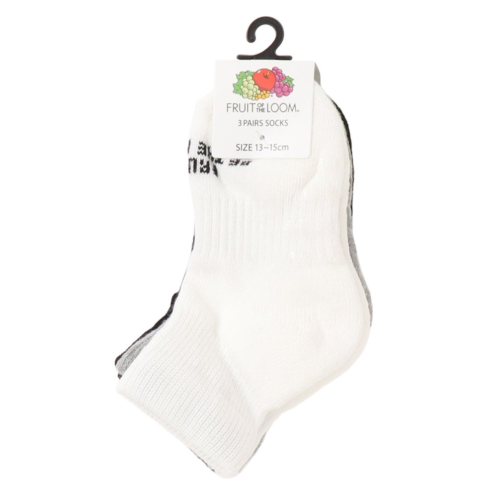KIDS クォーター丈 無地ソックス 3P 13～15cm | Fruit of the Loom