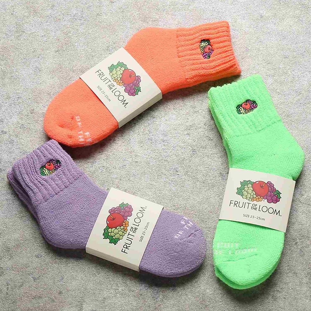 クォーター丈 裏起毛ネオンルームソックス 23～25cm | Fruit of the